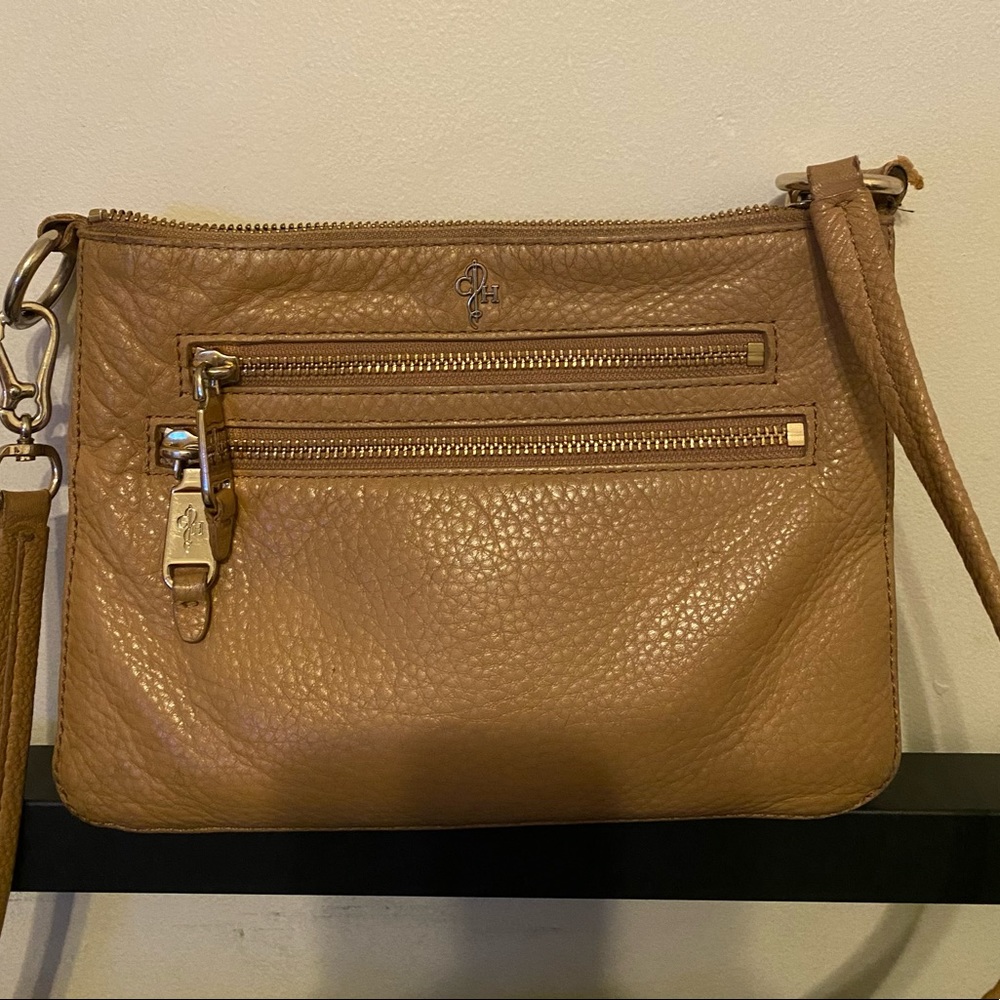 Natural colored Cole Haan purse. Use it on the shoulder or crossbody.